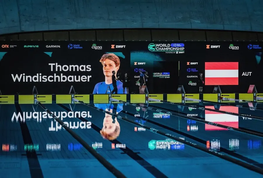 Videowall mit Thomas' Namen bei der World Championship